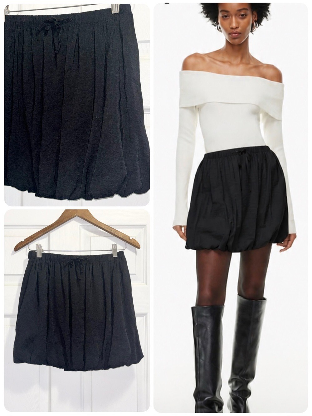 Aritzia Wilfred Bloomsbury Skirt Black High Rise Bubble Mini Skirt Size Small